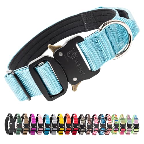Tactical Dog Collar (Basic Blue - Handle Style / M: Neck 14.5" to 18")
