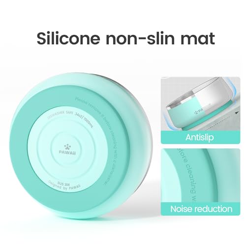 Dog Bowl 34 oz Stainless Steel Food and Water Bowl (34oz / Mint Green)