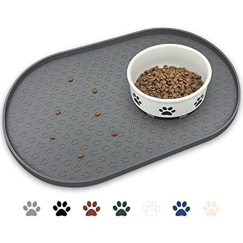 Dog Food Mat Spill (Grey / 19"L x 12"W)