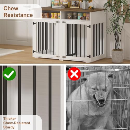 Furniture Dog Crate for 2 Dogs (White / 40.9"L x 23.6"W x 35.0"H)