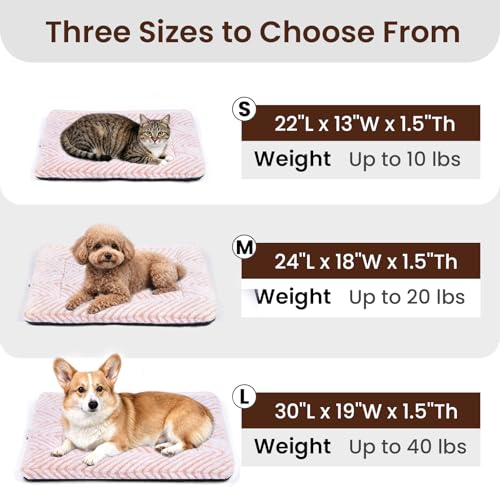 Cat Beds for Indoor Cats Washable Cat Mat Bed Flat Dog Crate Pad (22''L x 13''W x 1.5''Th / V: Chevron Pink)