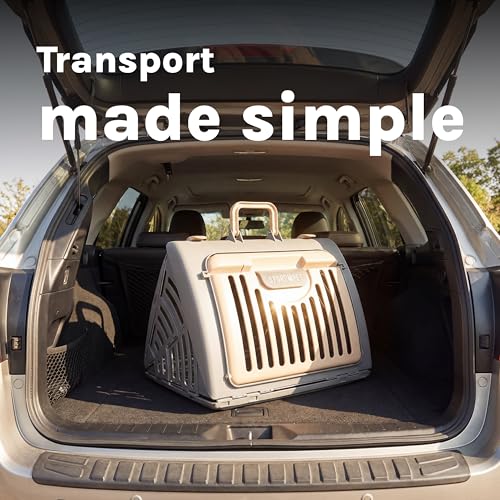 Foldable Travel Cat Carrier (A) Large Carrier (Tan & Gray))