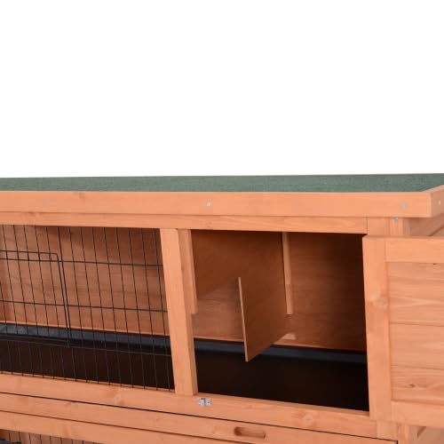 54" 2 Story Large Rabbit Hutch Bunny Cage Wooden Pet House Small Animal Habitat with Lockable Doors (Brown)