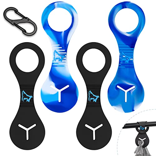 Dog Poop Bag Holder for Leash Waste Bag Carrier Dog Poop Bag Dispenser for Walking Running Bicycle Accessory 4 Pieces (Black + Mixed Blue)