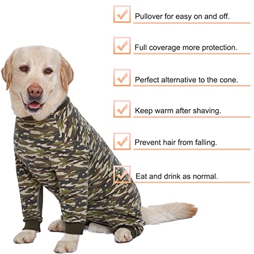 Dog Onesie Surgery Recovery Suit for Large Medium Bodysuit Dogs Pajamas PJS Full Body for Shedding (5XL / Camo)