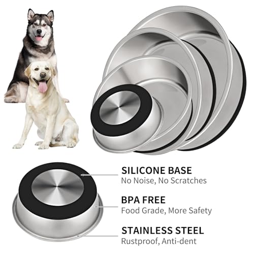 Stainless Steel Dog Bowls Set of 2 (11 CUP / Black)