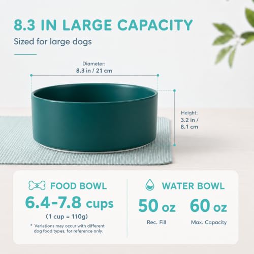 Ceramic Dog Bowls (Matte Dark Green)