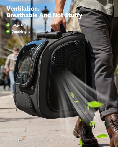 Cat Backpack Carrier (Black (Expandable) / 12.6"L x 10.2"W x 16.5"H)