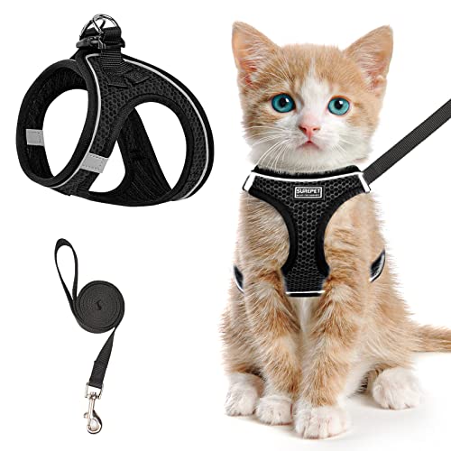 Cat Harness and Leash for Walking Escape Proof (XS / Black)