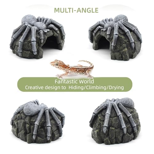 Reptile Rock Cave Hideouts Terrarium Habitat Decor Gecko Tank Accessories for Fish (Type-C)