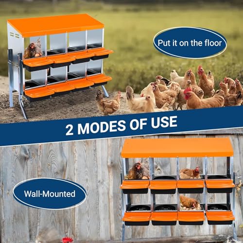 Chicken Nesting Boxes (46.3"L x 17.3"W x 10.6"H / Orange)