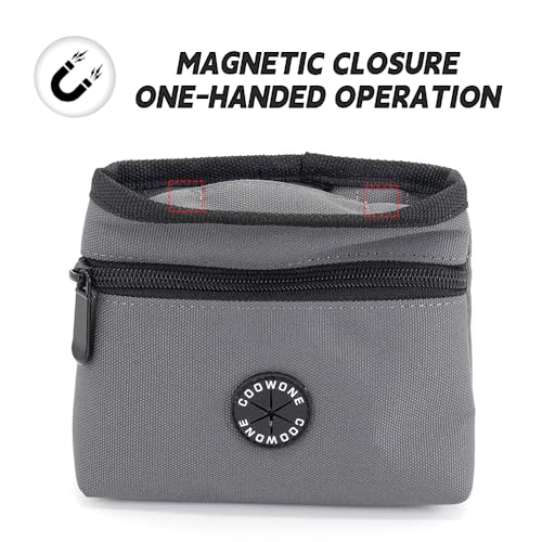 Dog Treat Pouch with Pet Training Clicker (Grey)