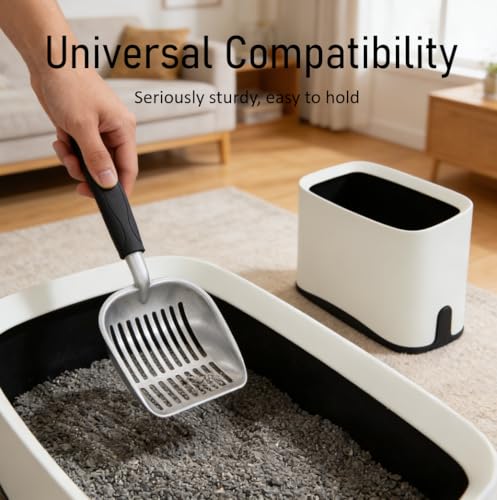 Heavy Duty Cat Litter Scoop with Holder (Black)