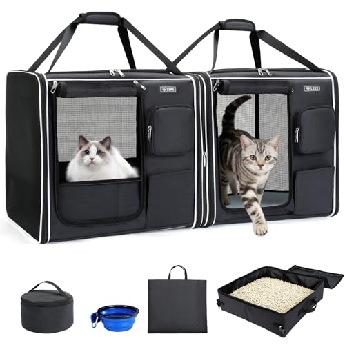 Large Cat Carrier Soft Sided (Foldable Black)