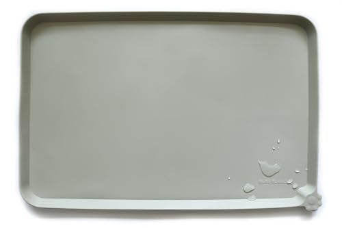 X Large Silicone Pet Feeding Mats (28"L x 20"W / Cream Green)