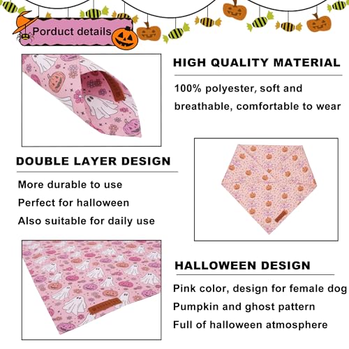 Pink Halloween Dog Bandanas Girl (X-Large / Halloween)