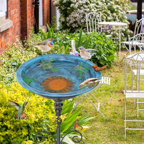 35In Tall Bird Bath for Outside (Retro Blue)
