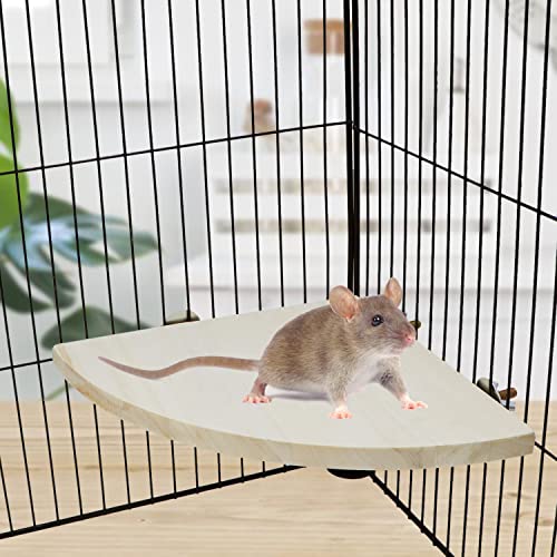 Bird Perch Stand 2 Pack Wooden Platform Corner Ledge for Budgies Cockatiels Conures African Greys Rats Gerbils Chinchillas Squirrels