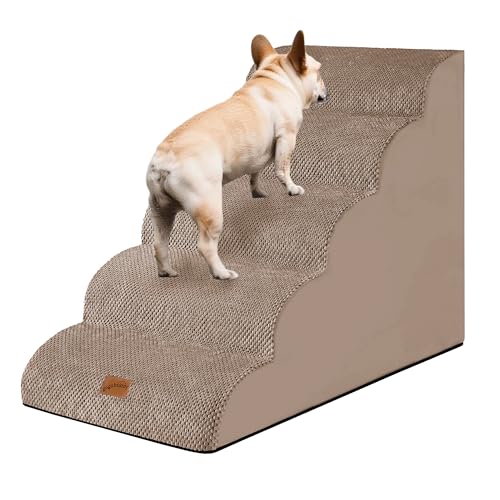 Ramp Dog Stairs for High Beds 24.4" H (Camel / 5-Step-Update (34.5"D x 17.7"W x 24.4"H))