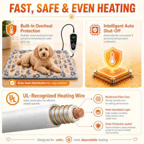 Puppy Heating Pad 28x18 in UL (Grey / 28 x 18 in)