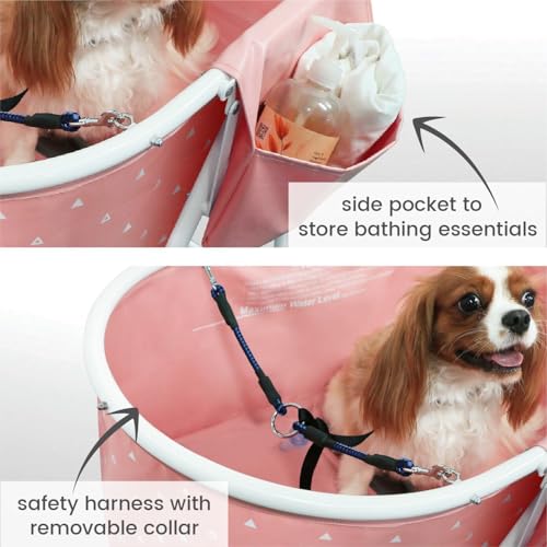 Portable Foldable Dog Bathtub for Small & Medium Dogs (Pink)