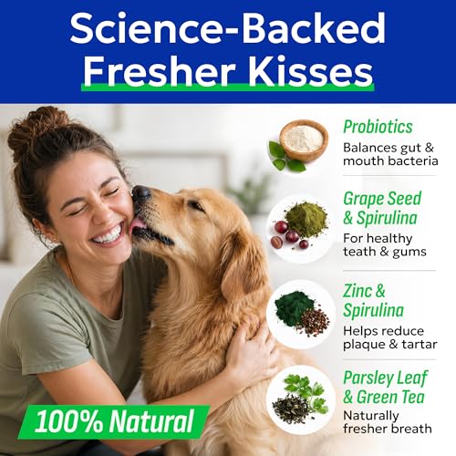 Dog Teeth Breath Freshener Chews (Breath Aid Probiotics / 90 Dental Care Chews)