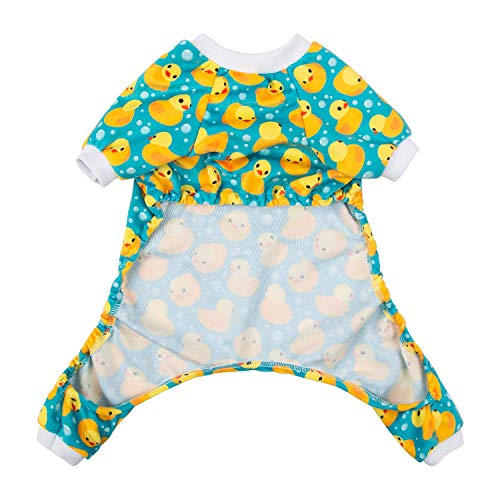 Dog Halloween Pajamas Puppy Onesies Small Dogs Soft Pjs Coat Cat Apparel Comfy Pet Christmas Clothes Outfit Doggie Bodysuit (X-Small / A07-Yellow Ducks)
