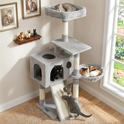 Cat Tree Tower 42'' with Condo (Light gray / 42 inch)