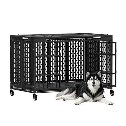 54 Inch Heavy Duty Dog Crate with Wheels (53.0"L x 30.0"W x 32.3"H)