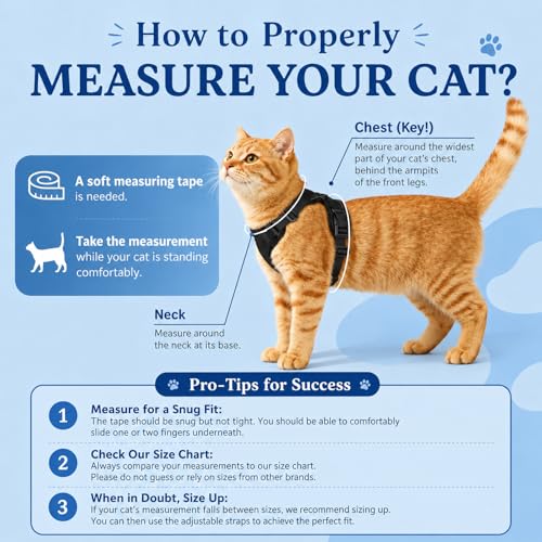 Cat Harness and Leash Set for Walking Escape Proof (Black / X-Small)