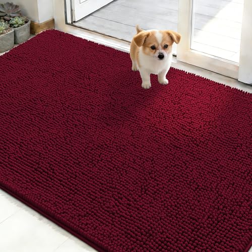 Dog Door Mat for Muddy Paws 50x30 (Burgundy / 50" X 30")