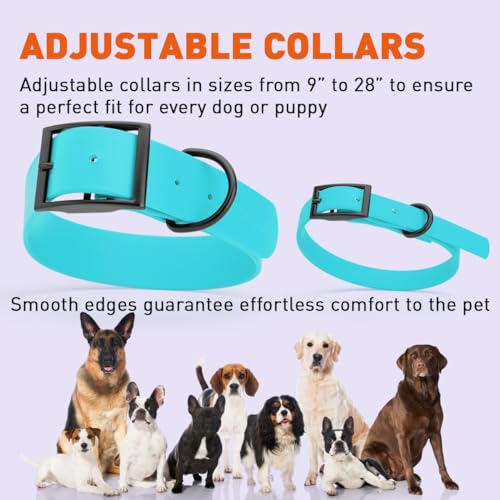 Biothane Waterproof Dog Collar Strong Coated Nylon Webbing with Black Hardware Odor (W5/8" x L12-15" / Sky Blue)