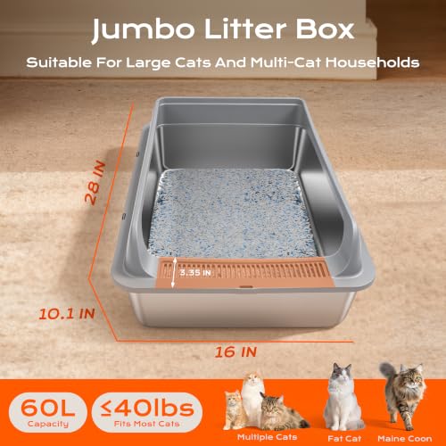 Stainless Steel Litter Box (XXX-Large / Dark Grey)