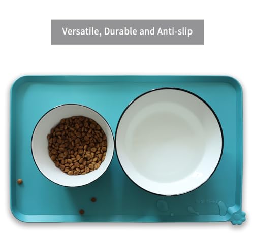 Silicone Pet Food Mats Tray (19"L x 12"W / Glacier)