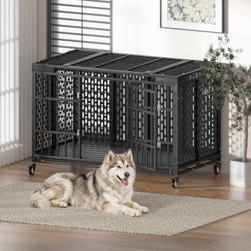 54 Inch Heavy Duty Dog Crate with Wheels (53.0"L x 30.0"W x 32.3"H)
