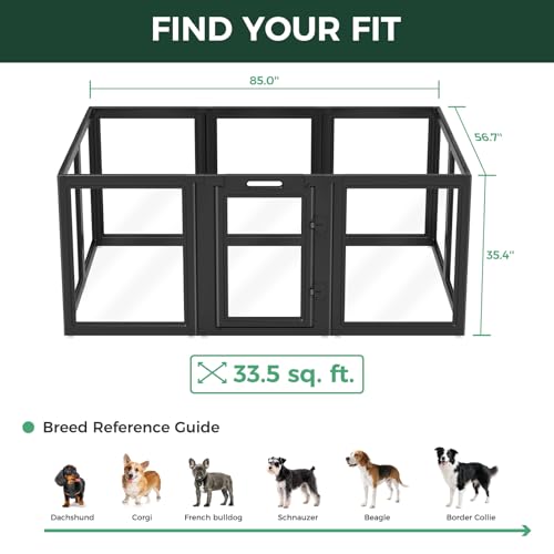 AuraSpace Clear Acrylic Indoor Dog Playpen (Black / 35"H)