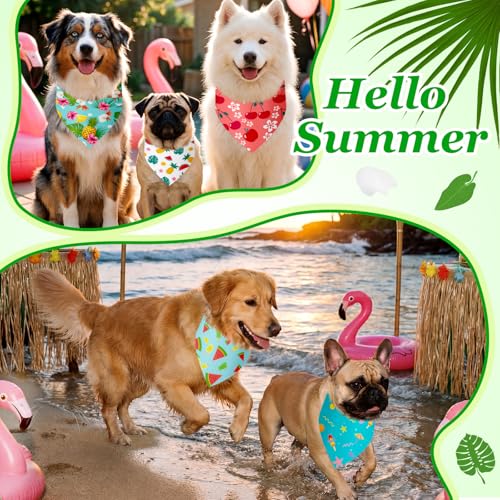 200 Pcs Summer Hawaiian Dog Bandanas Bulk (Bright Color / Summer)