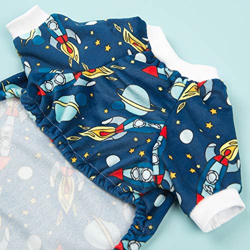 Small Dogs Outfit Soft Puppy Onesies Pjs Dog Pajamas Pet Coat Cat Apparel Comfy Doggie Jumpsuit Bodysuit for All Seasons (Rocket / Small)
