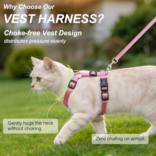 Cat Harness and Leash Set (Pink / M (Chest: 12 - 19"))