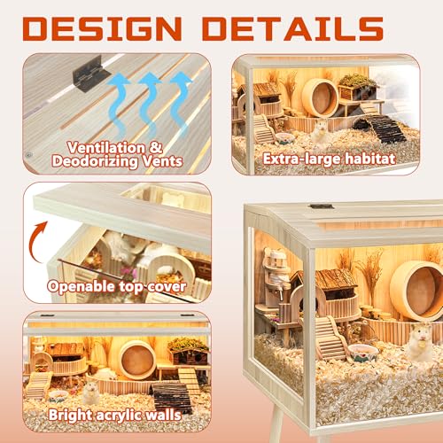 Hamster Cage Wooden Chew Proof (24.0"L x 16.0"W x 40.0"H)