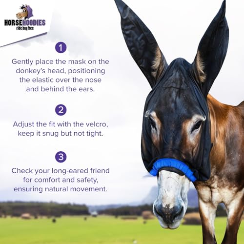 Donkey Fly Mask with Long Ears (Large Donkey / Black)