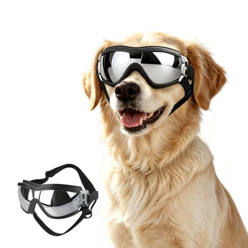 Dog Goggles for Large Breed Pet Sunglasses Eye Protection Anti (Silver / Large)