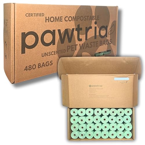 Pawtria Home Compostable Dog Poop Bag Rolls (480 Count (Pack of 1) / Rolls only)