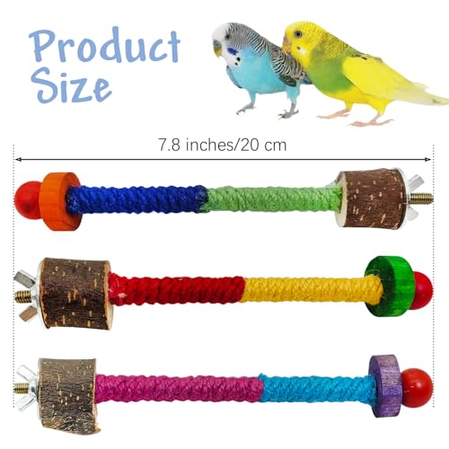 Parrot Cage Perches Stand Pole Parakeet Paw Grinding Stick Colorful Wood Perch Platform for Parakeets Cockatiels Lovebirds Green Cheeked Conures
