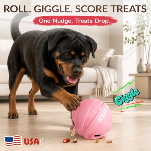 XL Rolling Dog Treat Dispenser Toys Wobble Giggle Ball Slow Feeder (Pink)