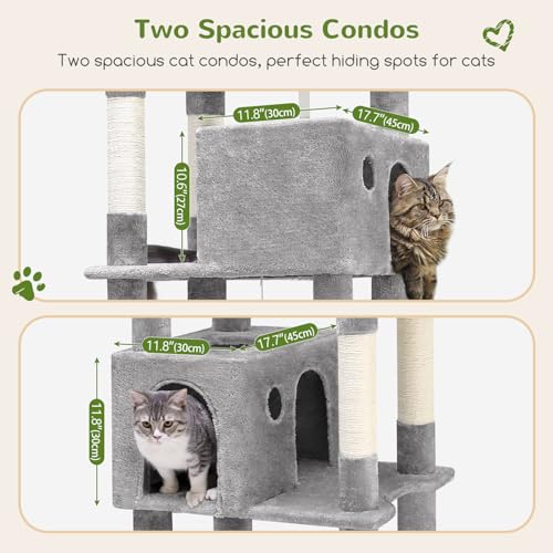 Giant Cat Tree for Indoor Large Cats (83inch / Ligth Grey)