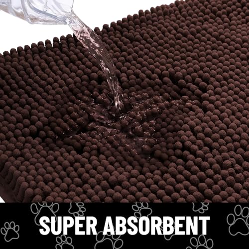 Dog Door Mat for Muddy Paws (44"X32" / Brown and White)