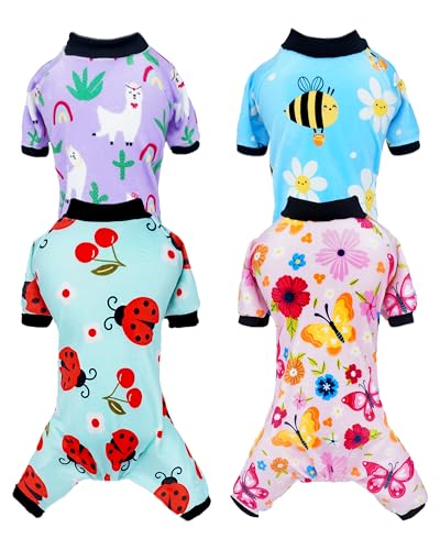 4 Pack Spring Fleece Dog Pajamas Warm for Large Dogs (X-Large)
