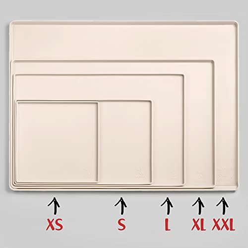 Dog Food Mat Waterproof Dog Bowl Mat for Food and Water (XX-Large: 32" x 24" / Vanilla)