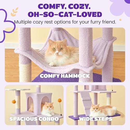 Flower Large Cat Tree (70.1 in / Purple)